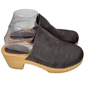 Rag & Co Shoes Womens 7 Dark Grey Darcie Clogs Mule Heels‎ Suede Leather Slip On